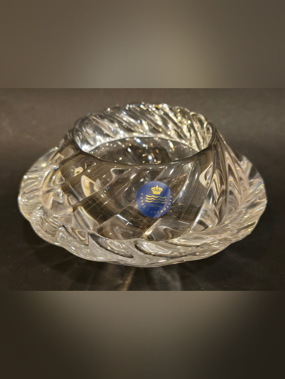 Royal Copenhagen Crystal Capriole Swirl Votive Candle Holder